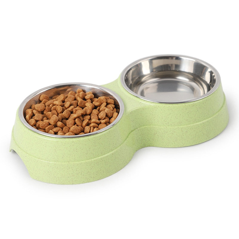 Double stainless steel cat and dog bowl