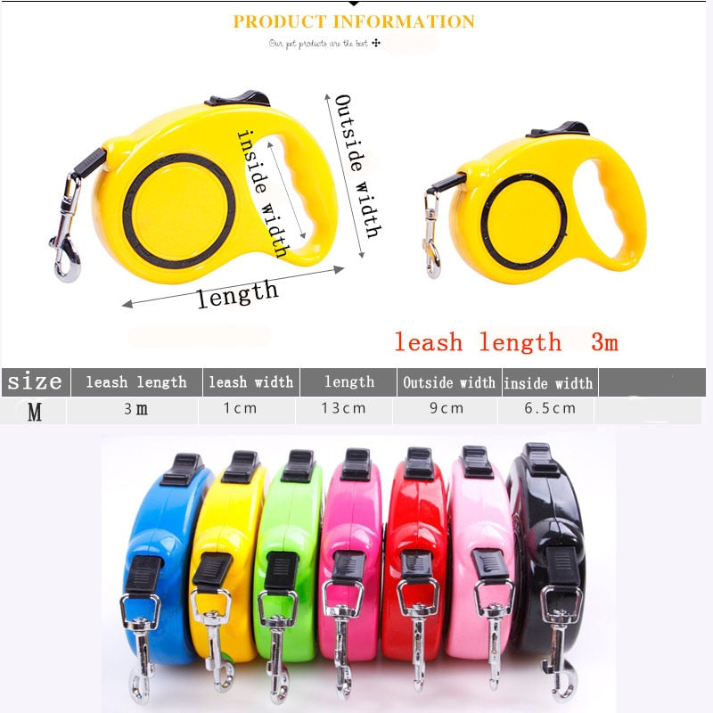 Retractable leash for dogs and cats - Made of nylon, suitable for medium to large sizes
