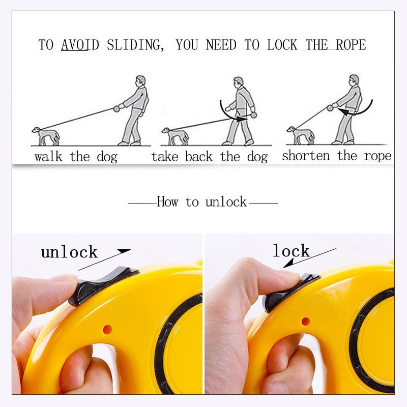 Retractable leash for dogs and cats - Made of nylon, suitable for medium to large sizes
