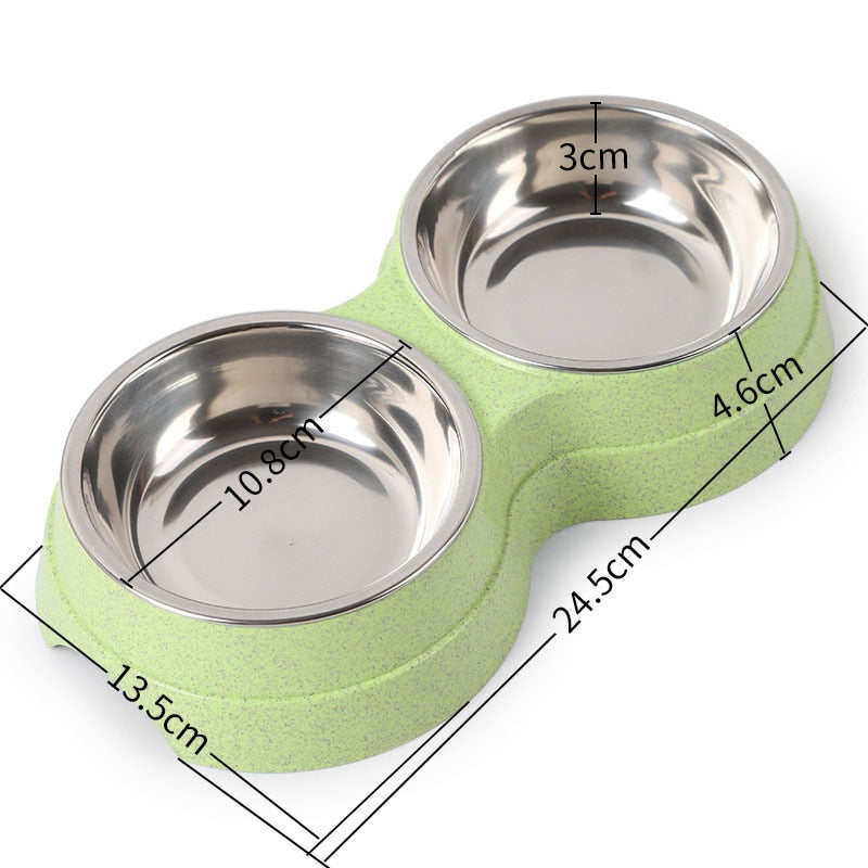 Double stainless steel cat and dog bowl