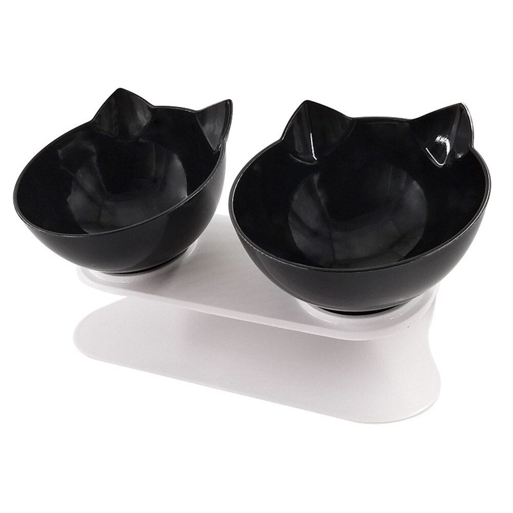Double cat food bowl with integrated water dispenser - 1.8 liter capacity