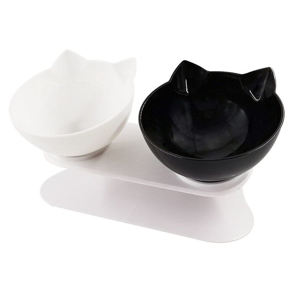 Double cat food bowl with integrated water dispenser - 1.8 liter capacity