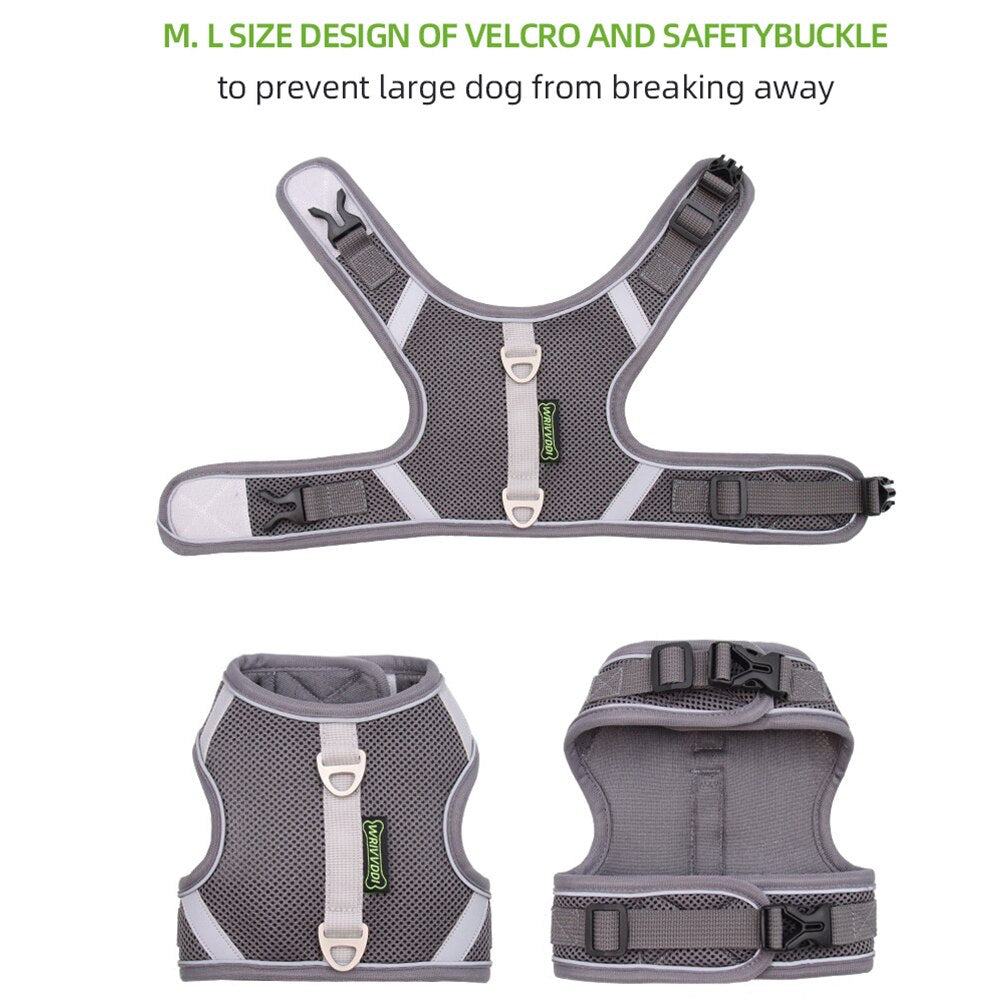 Adjustable nylon dog harness and leash - reflective safety collar