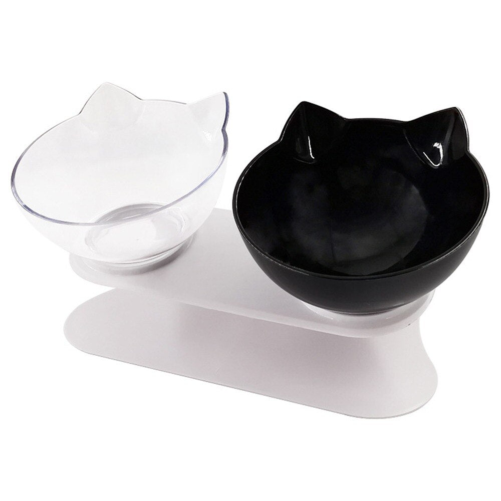 Double cat food bowl with integrated water dispenser - 1.8 liter capacity