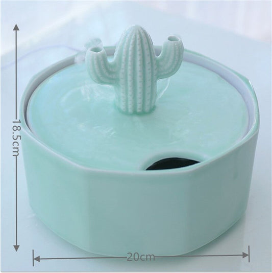 Cactus design fountain - ceramic collection - 2.3 Liters