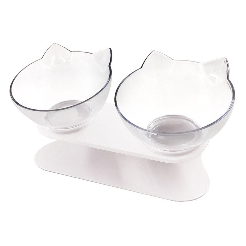 Double cat food bowl with integrated water dispenser - 1.8 liter capacity