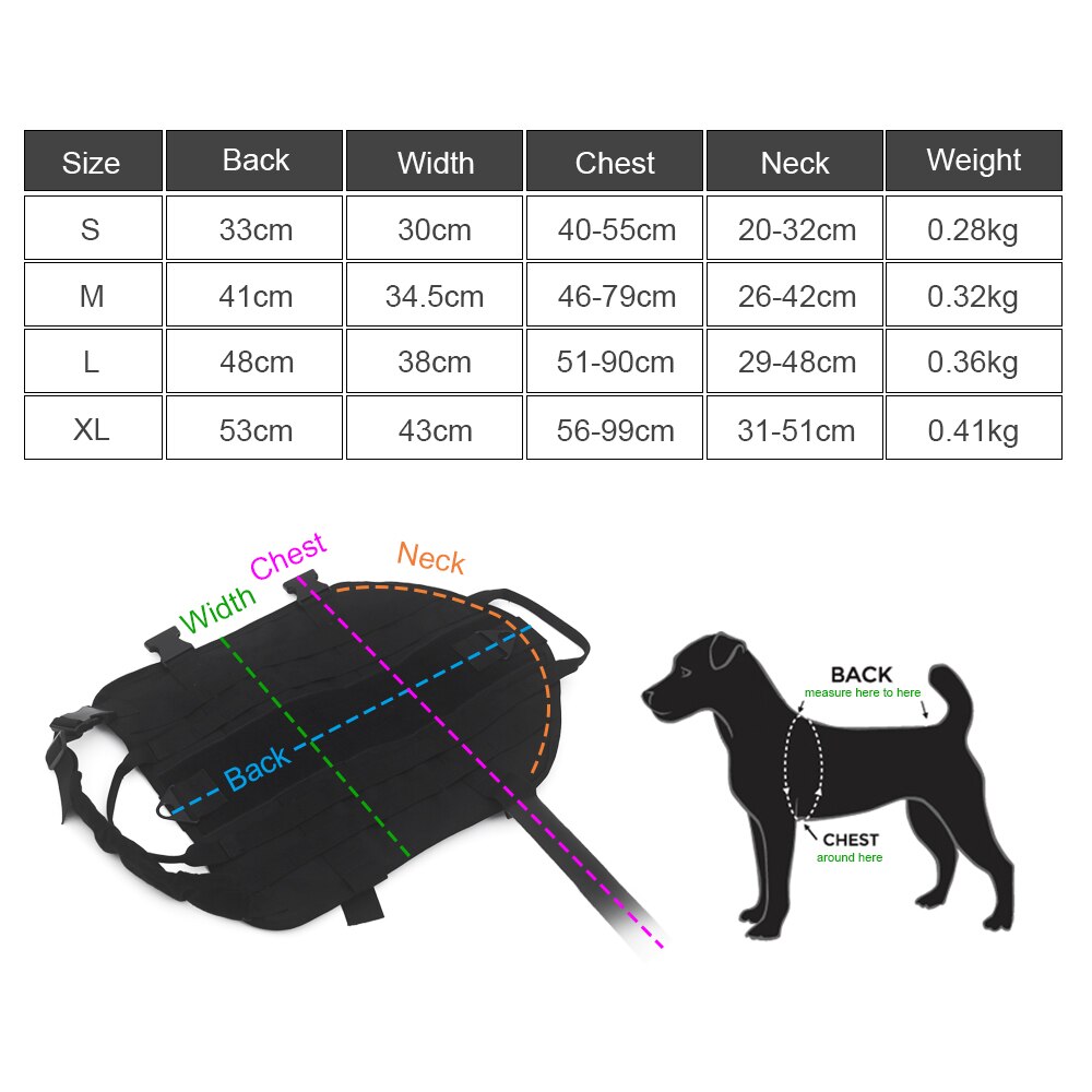 K9 Military Tactical Dog Harness - for small and large dogs