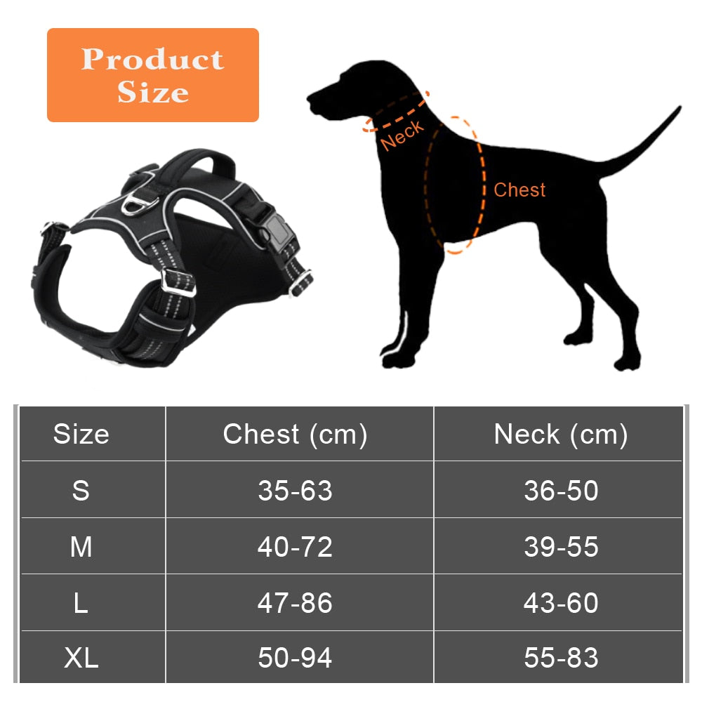 Dog harness - Oxford 1000D, reflective and with handle