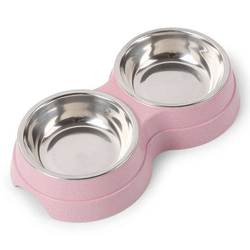 Double stainless steel cat and dog bowl