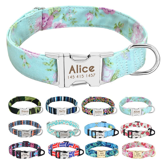 Personalized nylon dog and cat collar - Free engraving!