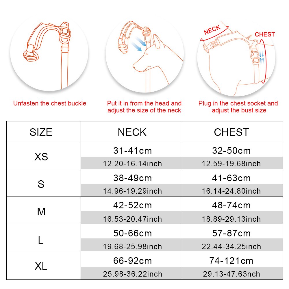 Adjustable nylon harness and leash for dogs - for small and large dogs