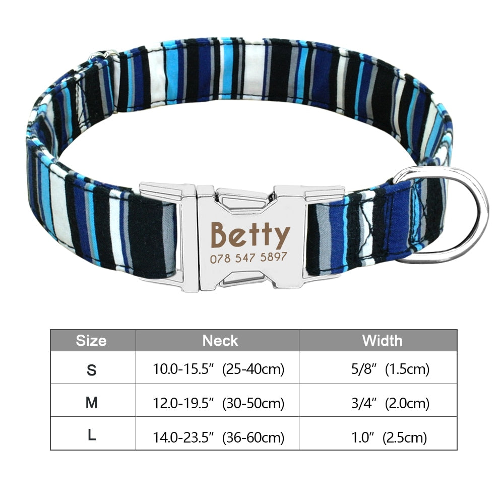 Personalized nylon dog and cat collar - Free engraving!