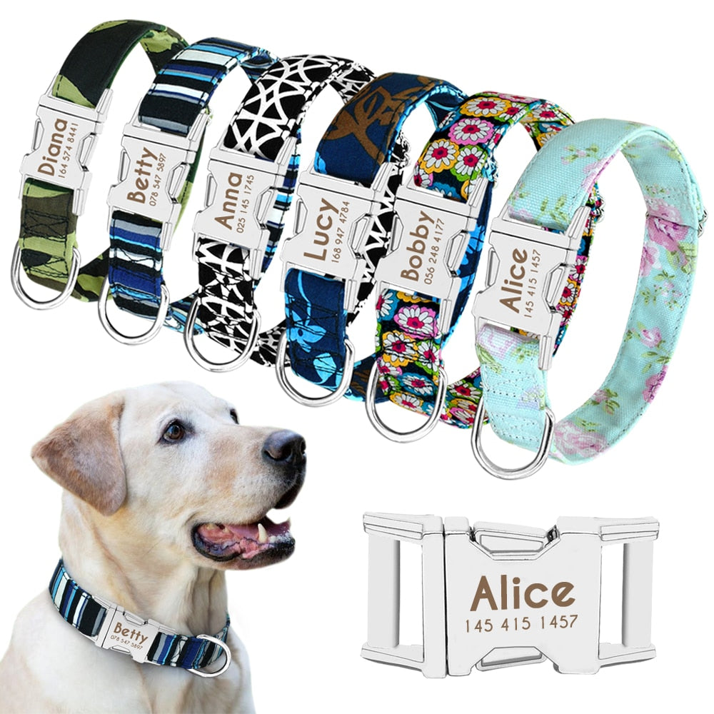 Personalized nylon dog and cat collar - Free engraving!