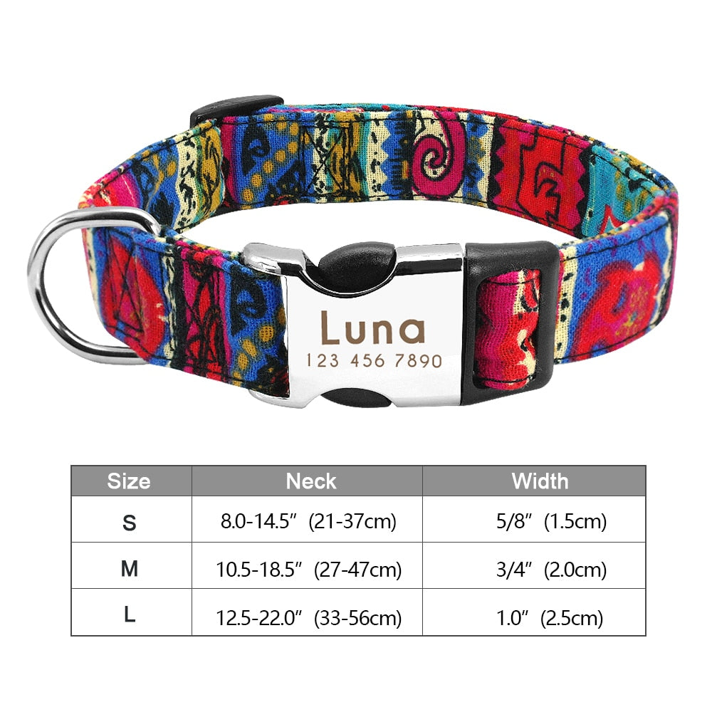 Personalized nylon dog and cat collar - Free engraving!