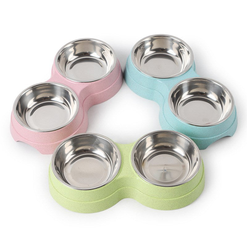 Double stainless steel cat and dog bowl