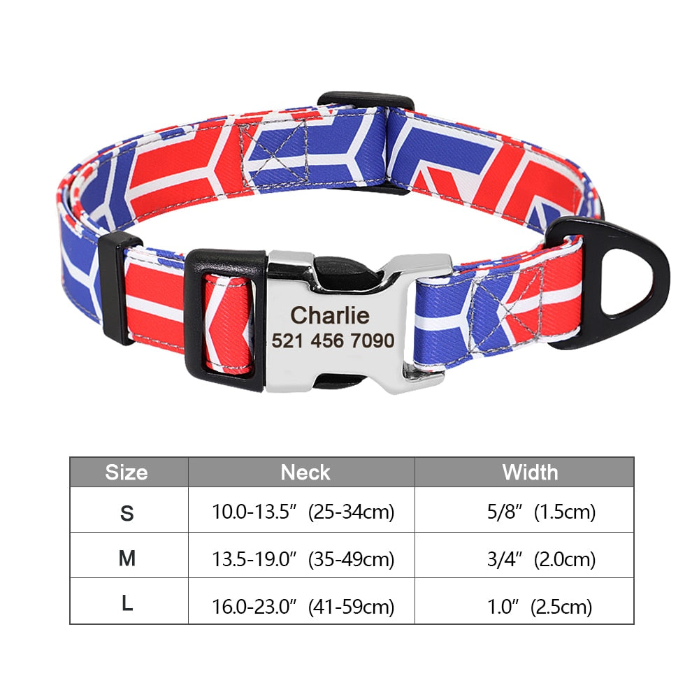 Personalized nylon dog and cat collar - Free engraving!