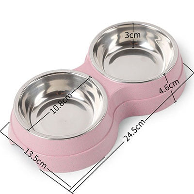 Double stainless steel cat and dog bowl