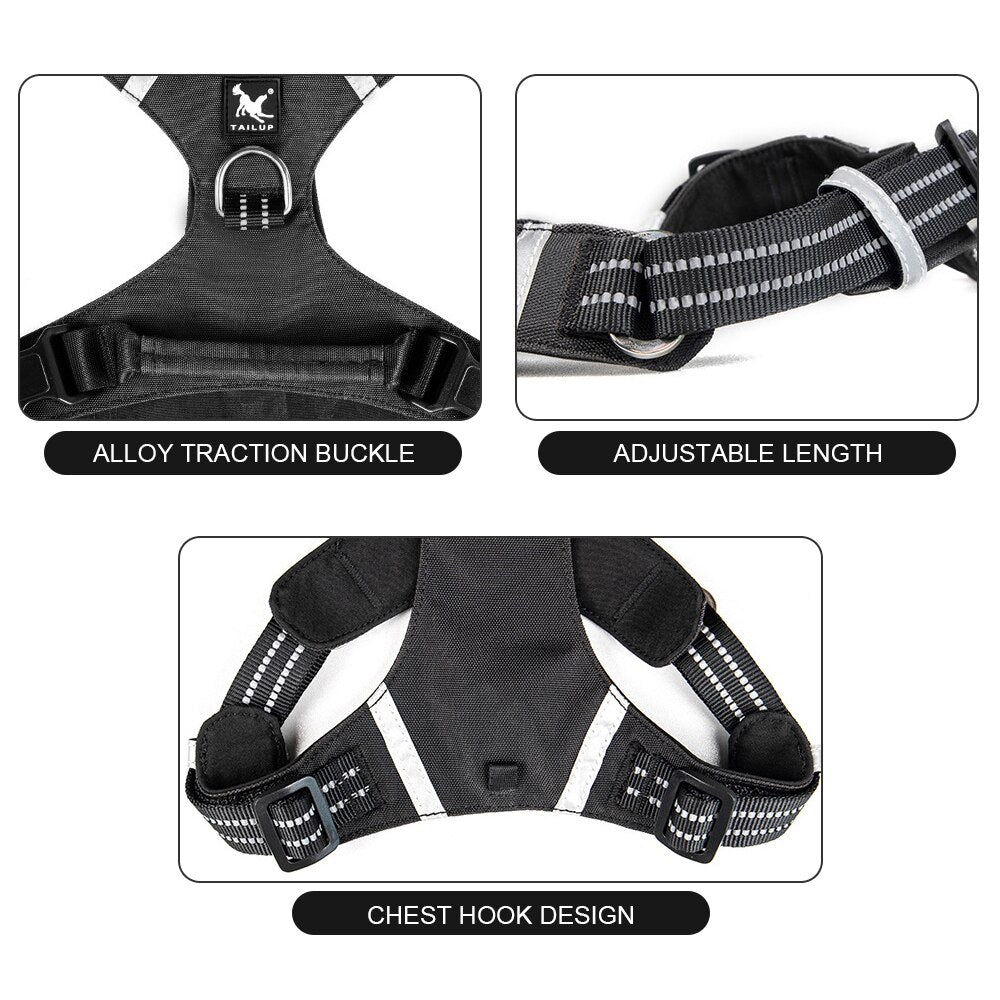 Reflective Nylon K9 Harness - with Adjustable Dog Straps - for Small and Large Dogs