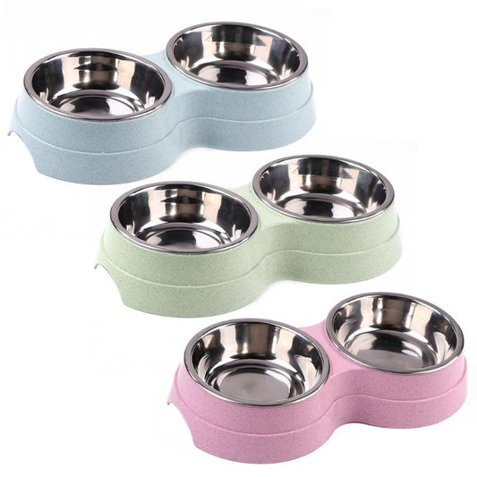 Double stainless steel cat and dog bowl