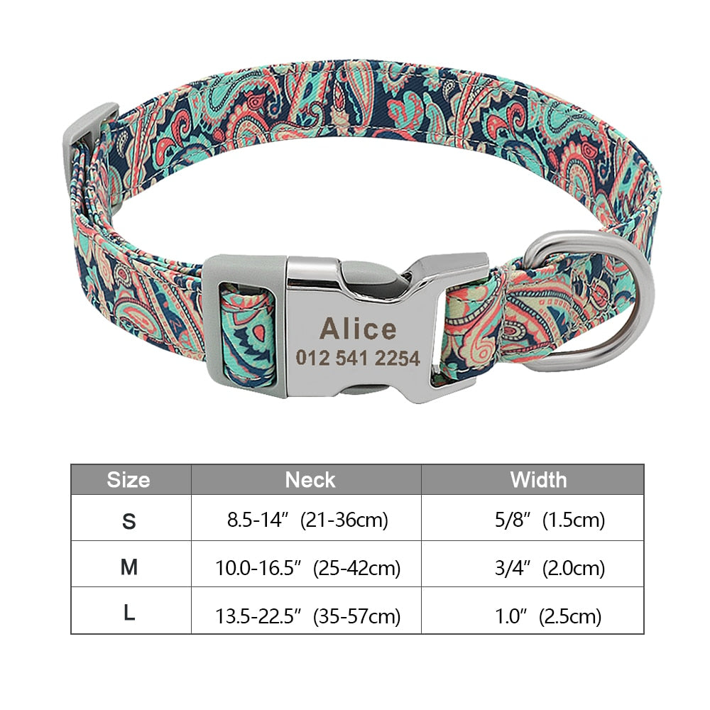 Personalized nylon dog and cat collar - Free engraving!