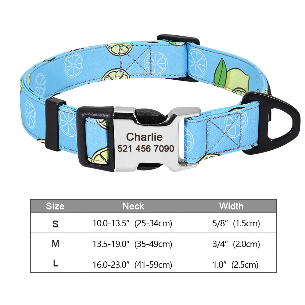 Personalized nylon dog and cat collar - Free engraving!
