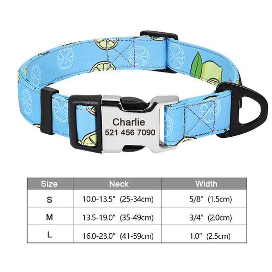 Personalized nylon dog and cat collar - Free engraving!