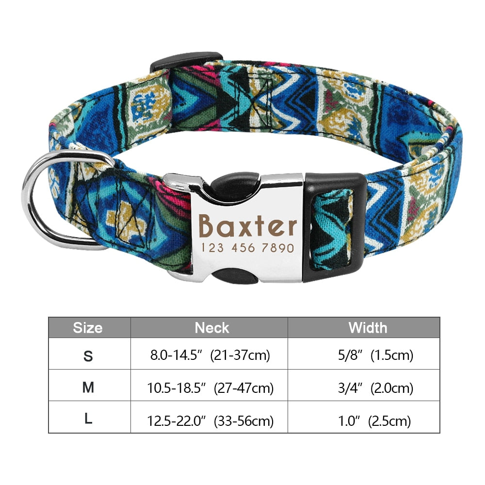 Personalized nylon dog and cat collar - Free engraving!
