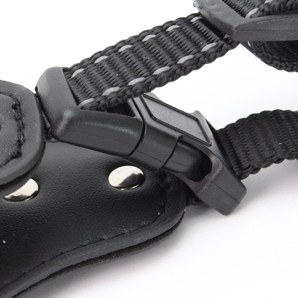 Harness and reflective collar in reinforced nylon for dogs - with rhinestones