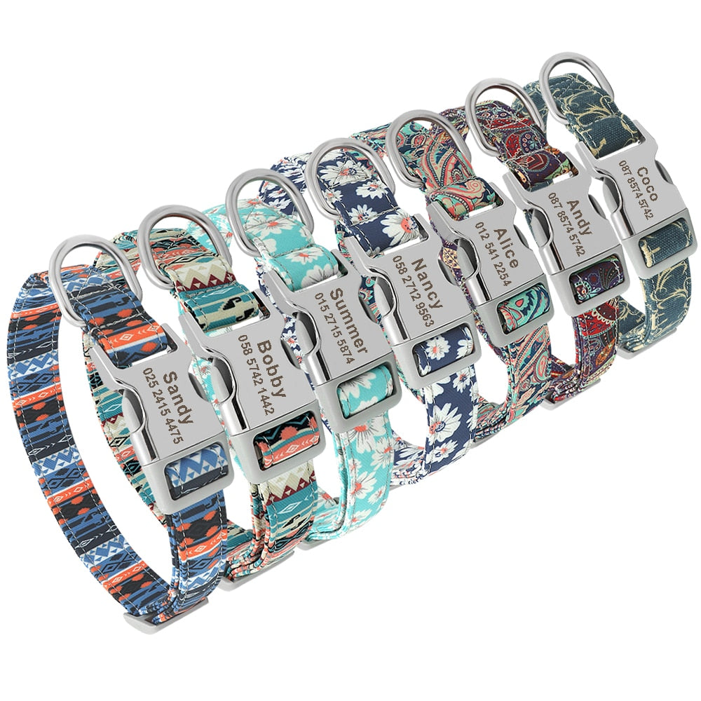 Personalized nylon dog and cat collar - Free engraving!