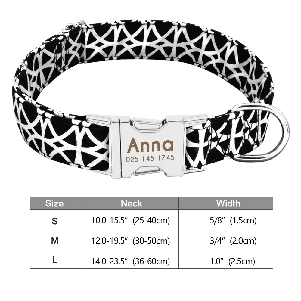 Personalized nylon dog and cat collar - Free engraving!