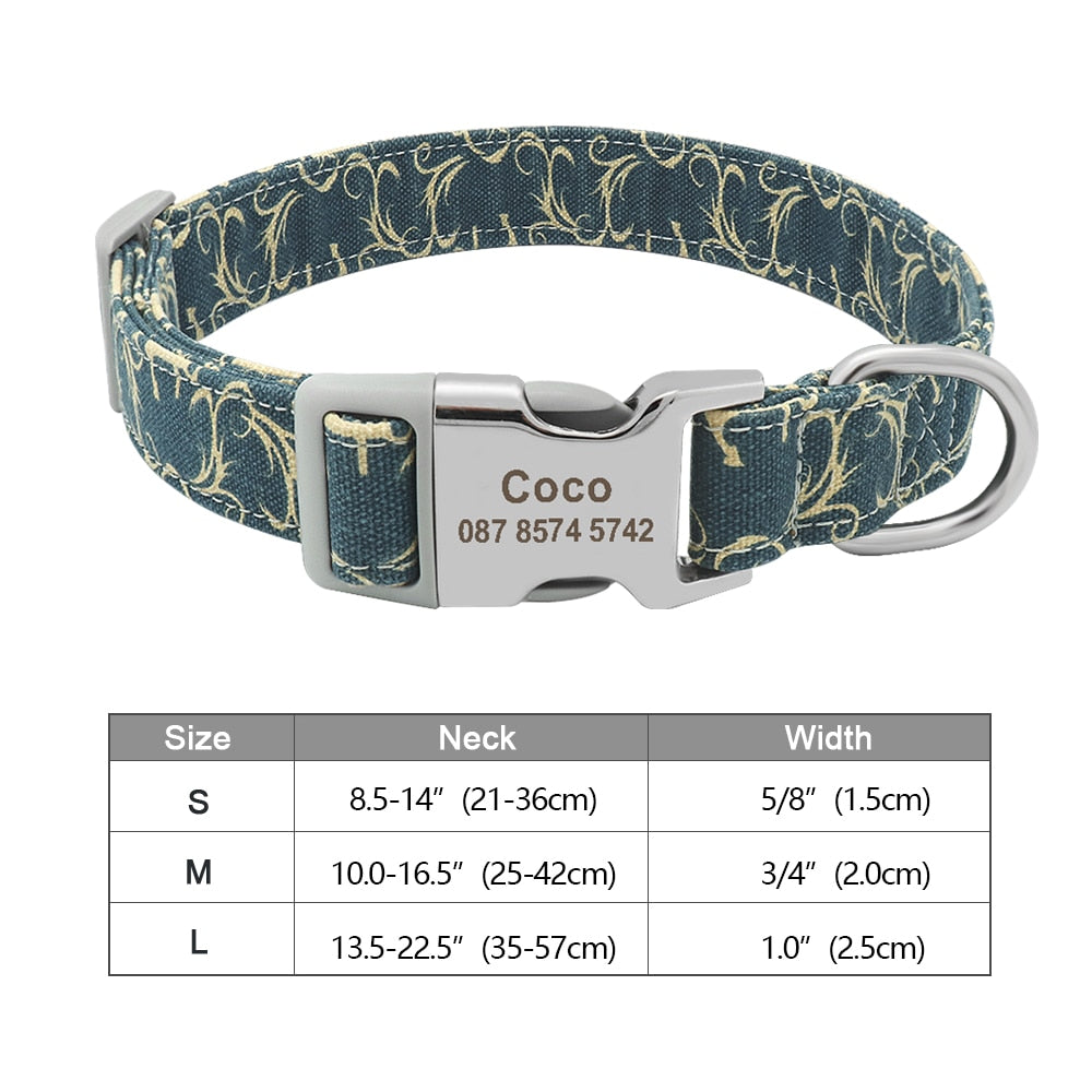 Personalized nylon dog and cat collar - Free engraving!