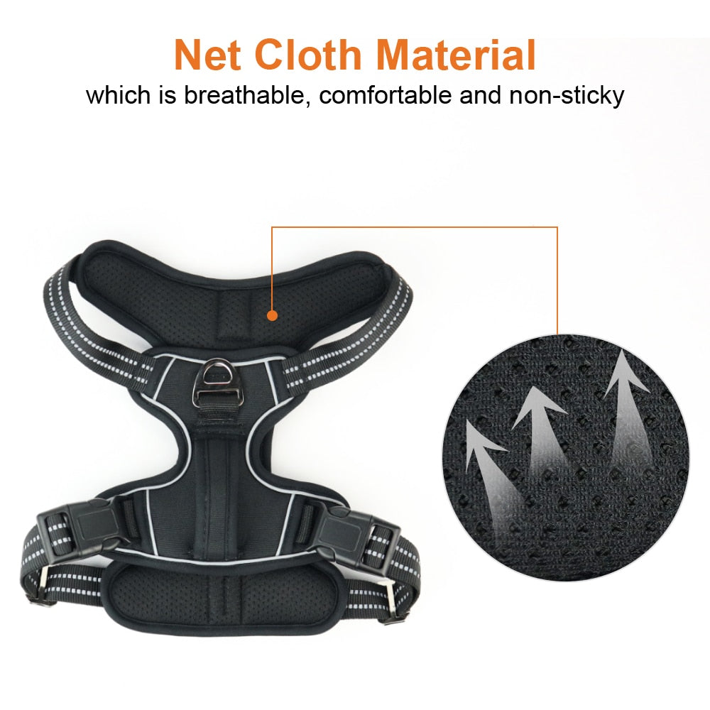 Dog harness - Oxford 1000D, reflective and with handle