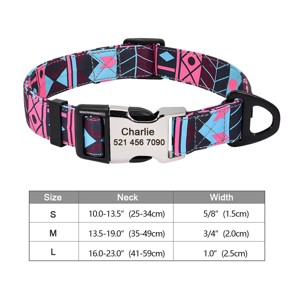 Personalized nylon dog and cat collar - Free engraving!