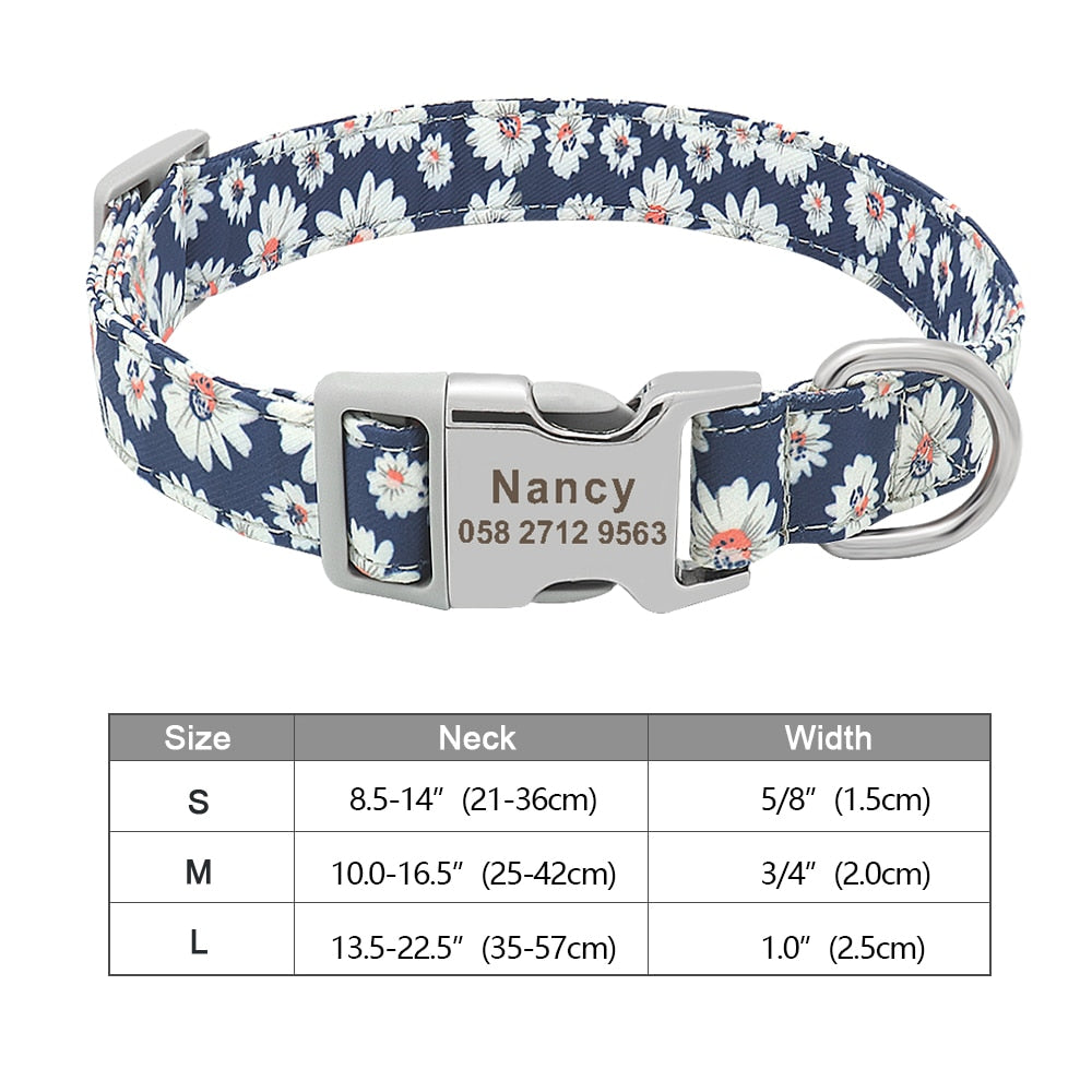 Personalized nylon dog and cat collar - Free engraving!