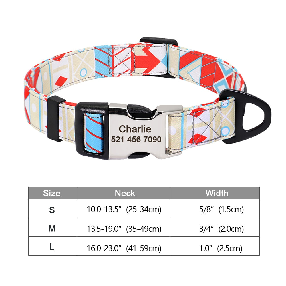 Personalized nylon dog and cat collar - Free engraving!