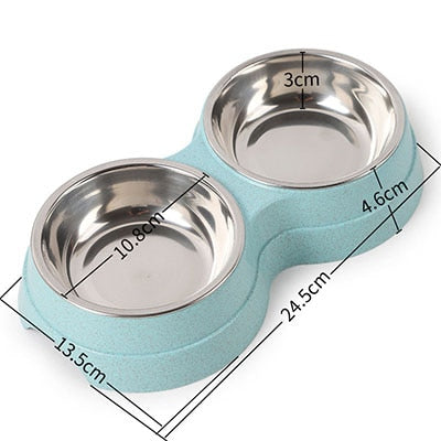 Double stainless steel cat and dog bowl