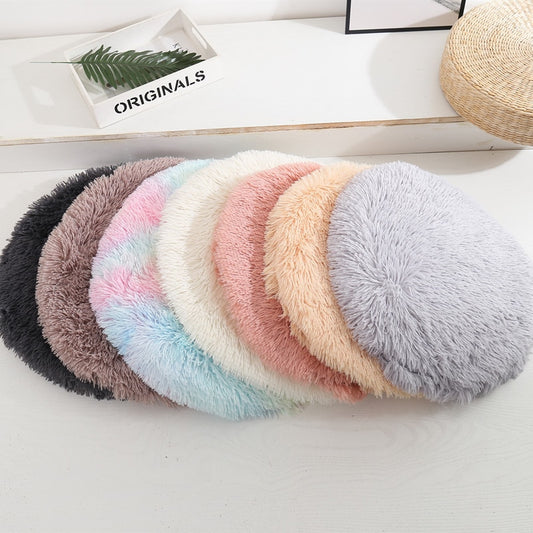 Plush round bed for cats and dogs - warm, comfortable and washable