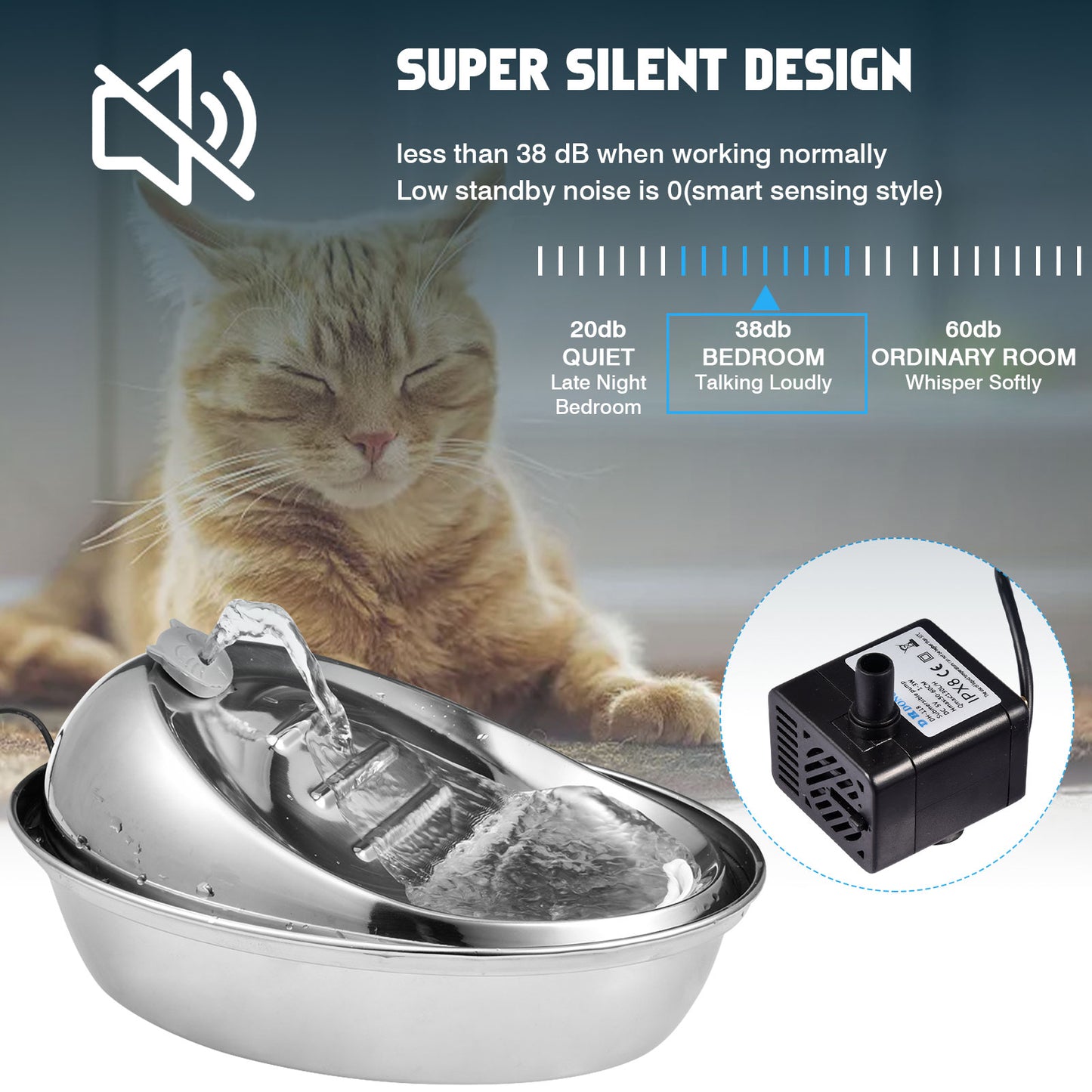 Water fountain 2L - stainless steel - Cat and Dog 