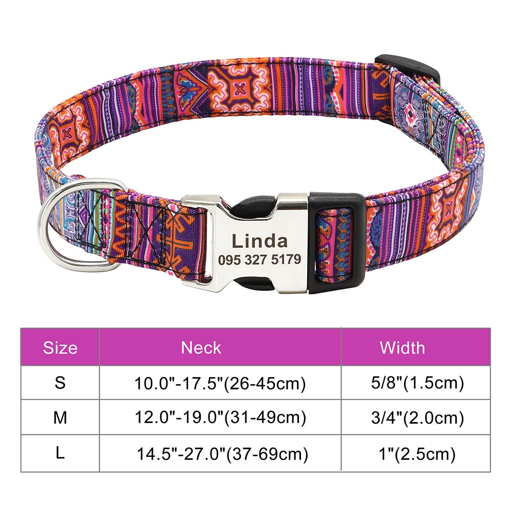 Personalized nylon dog and cat collar - Free engraving!