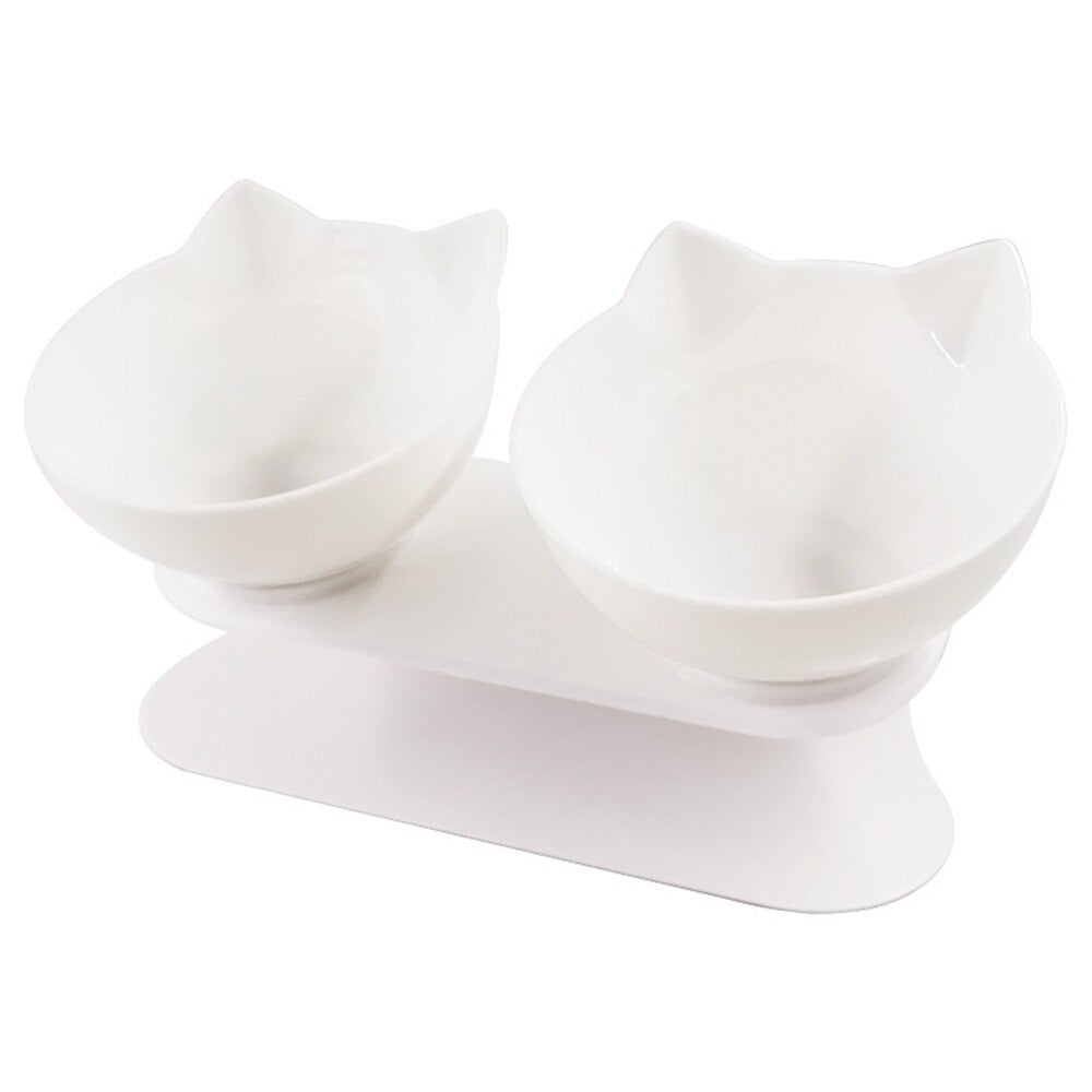 Double cat food bowl with integrated water dispenser - 1.8 liter capacity