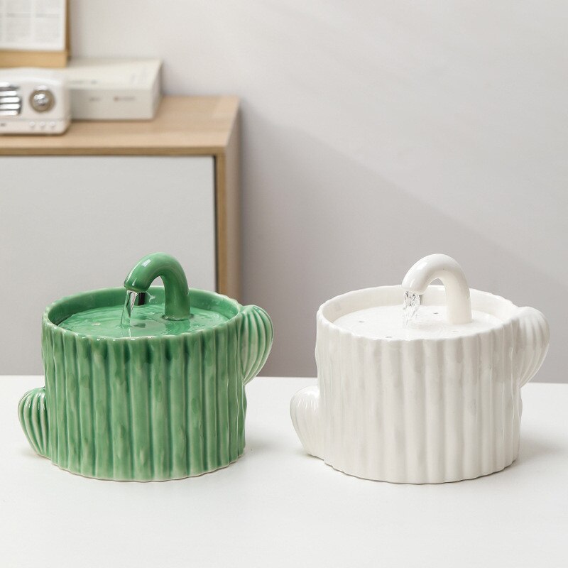Ceramic Water Fountain - 2 Liters - Cactus Style 