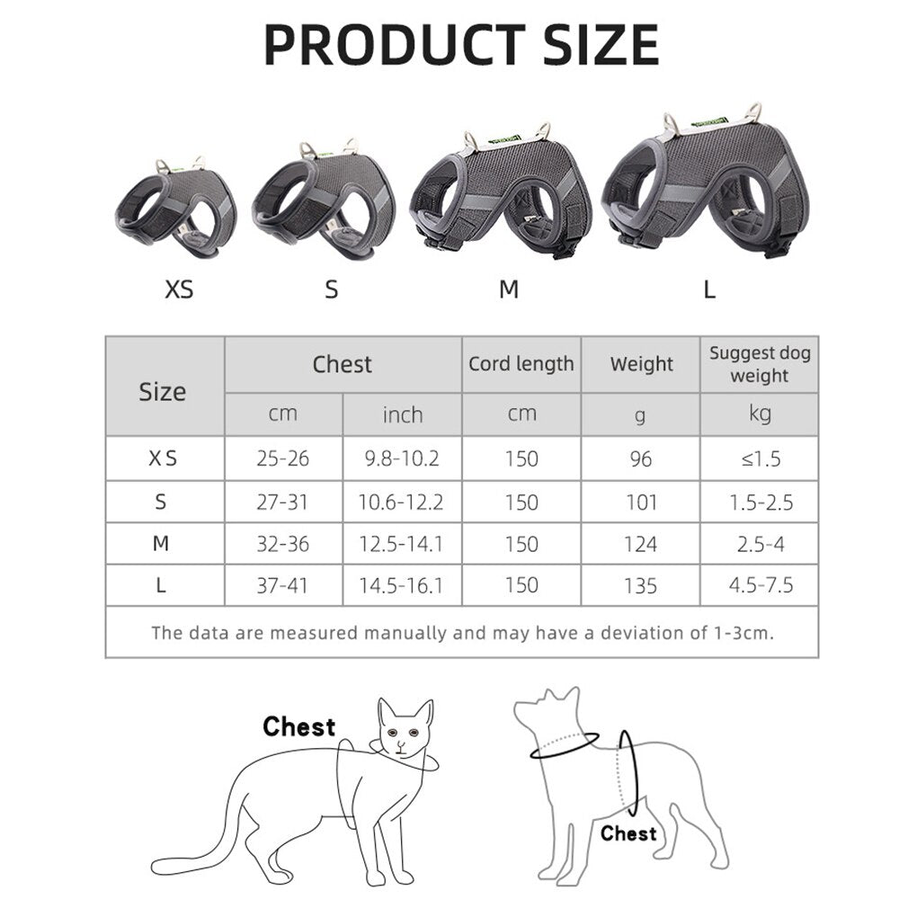 Adjustable nylon dog harness and leash - reflective safety collar