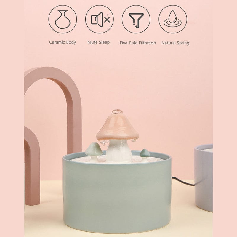 Water fountain 1.5L - mushroom design - ceramic - ultra silent