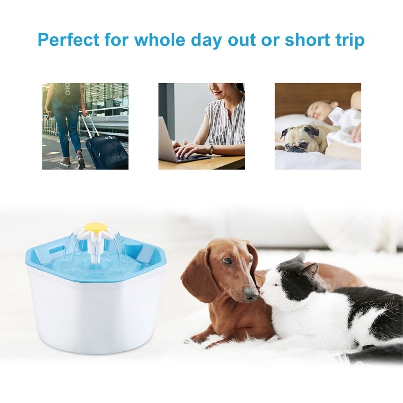 Flowing fountain + mat offered - food-grade plastic - 1.6 Liters