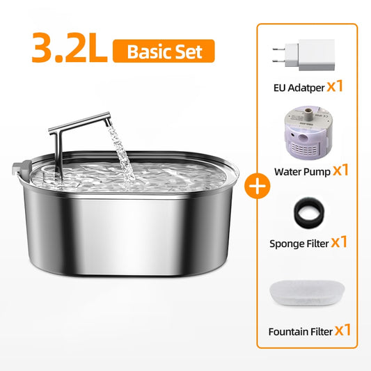 Stainless steel water fountain - dog and cat - 3.2 Liters
