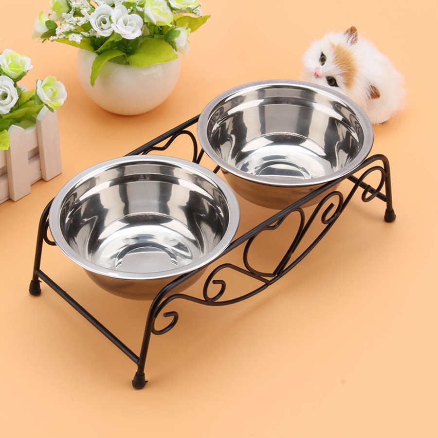 Double stainless steel bowl
