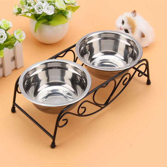 Double stainless steel bowl