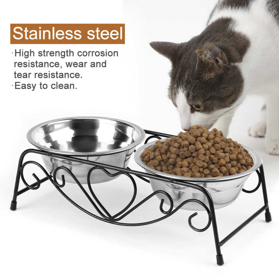 Double stainless steel bowl
