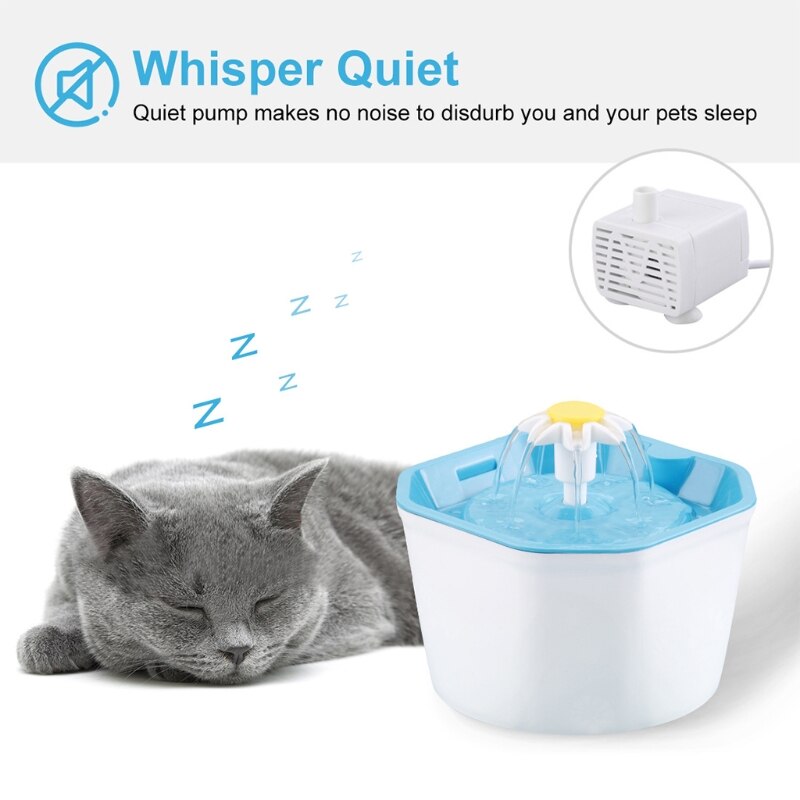 Flowing fountain + mat offered - food-grade plastic - 1.6 Liters