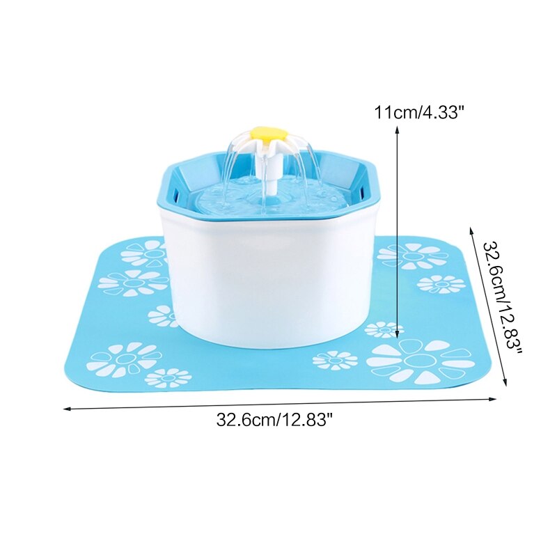 Flowing fountain + mat offered - food-grade plastic - 1.6 Liters